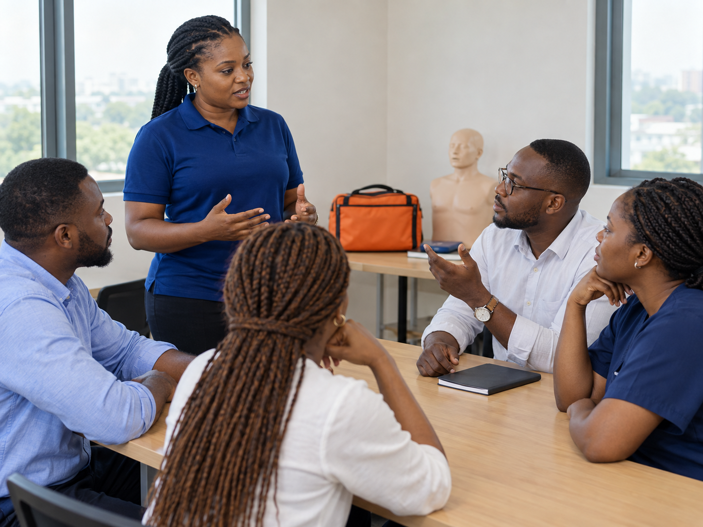 Illustration of learners in a practical healthcare training session