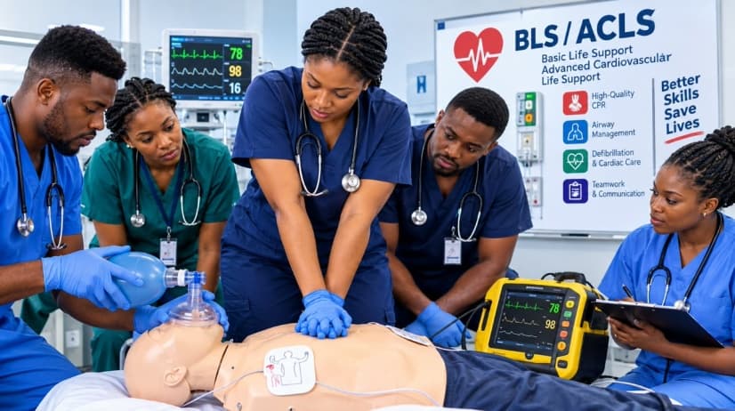 Training illustration for Basic Life Support/Advanced cardiovascular life support (BLS/ACLS)